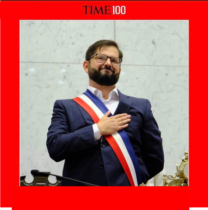 Revista Time. GABRIEL BORIC, Presidente de Chile: una de las 100 personas más influyentes de 2022